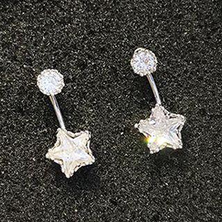 Rhinestone Star Swing Earring 1 - 1 Pair - Silver - One Size