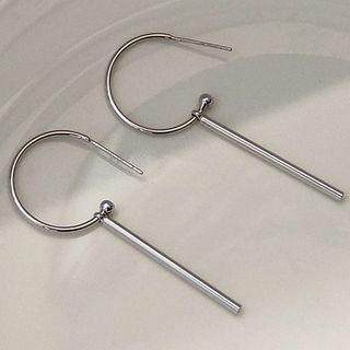 Bar Sterling Silver Dangle Earring 1 Pair - 1629 - Silver - One Size