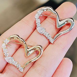 Heart Rhinestone Alloy Brooch