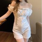 Off-shoulder Rhinestone Romper