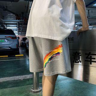 High-waist Rainbow Printed Shorts
