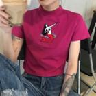 Elbow-sleeve Mermaid Pattern T-shirt