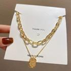 Tag Pendant Layered Alloy Necklace X409 - Gold - One Size
