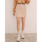 Belted Slit-hem A-line Skirt