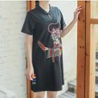 Traditional Chinese Short-sleeve Embroidered Mini Dress
