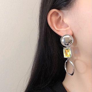 Rhinestone Alloy Asymmetrical Dangle Earring 1 Pair - Silver - One Size