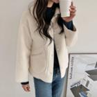 Collared Patch-pocket Faux-fur Jacket