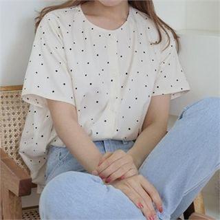 Round-neck Dotted Blouse