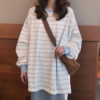 Striped Oversized Sweatshirt As Shown In Figure - One Size