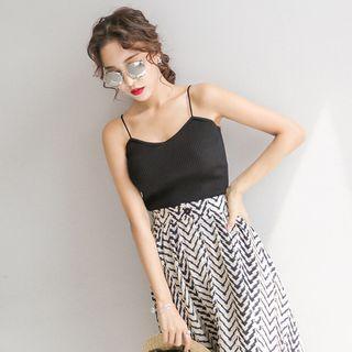 Spaghetti-strap Rib-knit Top