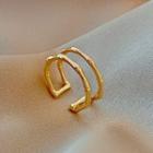 Bamboo Layered Alloy Open Ring Double Layered - Gold - One Size