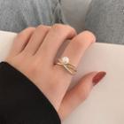 Faux Pearl Ring Rose Gold - One Size
