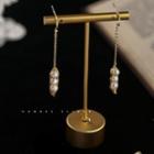 Faux Pearl Bean Dangle Earring 1 Pair - Gold - One Size