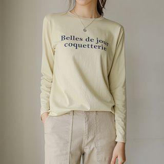 Letter Round-neck Textured T-shirt