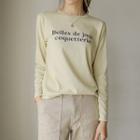 Letter Round-neck Textured T-shirt