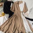 Collared Colorblock Midi Dress