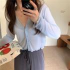 Long-sleeve Plain Cardigan / Loose-fit Wide-leg Pants