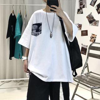 Elbow-sleeve Paisley Detail T-shirt