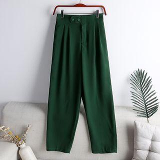 High-waist Plain Button Harem Pants