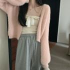 Bow Accent Camisole Top / Fleece Long-sleeve Cardigan