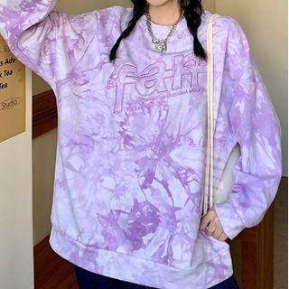 Letter Embroidered Tie-dyed Sweatshirt