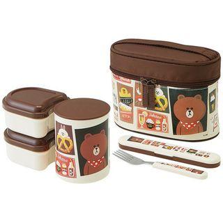 Line Friends Thermal Lunch Box Set (brown) One Size