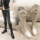 Low-heel Lace-up Knee-high Boots