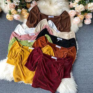 Short-sleeve Glitter Wrap T-shirt