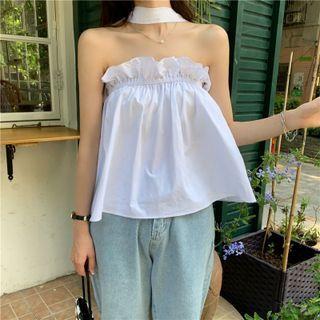 Halter Frill Trim Camisole Top