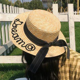 Lettering Flat Top Straw Hat