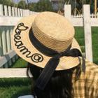 Lettering Flat Top Straw Hat