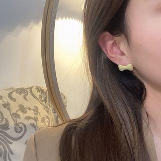 Polka Dot Bow Glaze Earring 1 Pair - Dotted - Almond - One Size