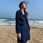Set: Denim Jacket + Sleeveless Mini Dress Blue - One Size
