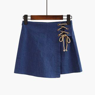 Lace Up Side Denim Skort