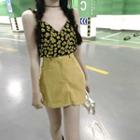 Floral Camisole Top / Denim A-line Skirt / Set