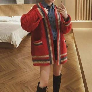 Color Panel Open-front Cardigan