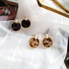 Faux Pearl Leopard Print Disc Earring