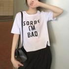 Letter Print Short-sleeve Cropped T-shirt