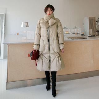 Drawstring Duck-down Puffer Coat With Scarf