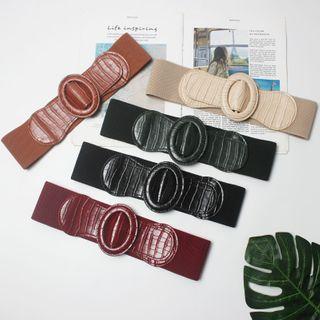 Faux Croc Grain Elastic Belt