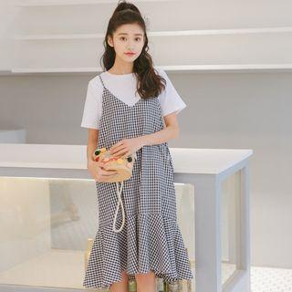 Gingham Strappy Pinafore Dress