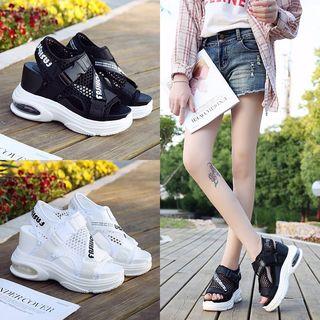 Lettering Peep Toe Sandals