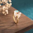 Butterfly Faux Gemstone Alloy Ring White - One Size