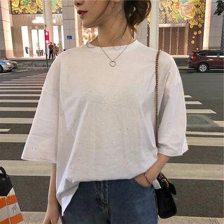 Sequined Plain T-shirt