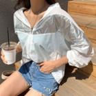 Contrast-trim Dolman-sleeve Windbreaker