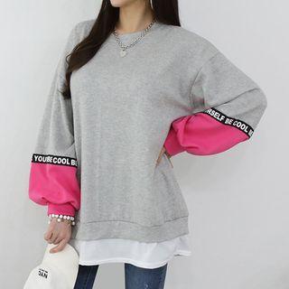 Color-block Layered-hem Sweatshirt
