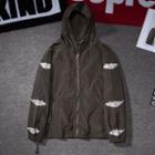 Feather Long-sleeve Hooded Jacket