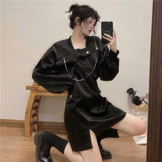 Set: Spaghetti-strap Slit Mini A-line Dress + Cropped Jacket