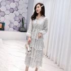 Floral Print V-neck Layered Dress
