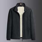 Plain Fleece-lined Zip-up Jacket